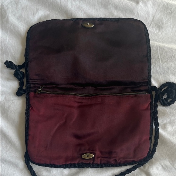 Vintage Black Velvet Evening Bag Made in Italy for Sears 50s/60s Braided Trim - Picture 5 of 11